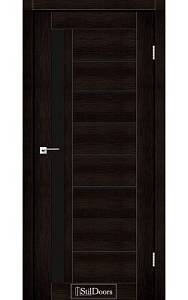 Дверне полотно LONDON StilDoors Венге премиум (800*2000) ПВХ, стекло черное