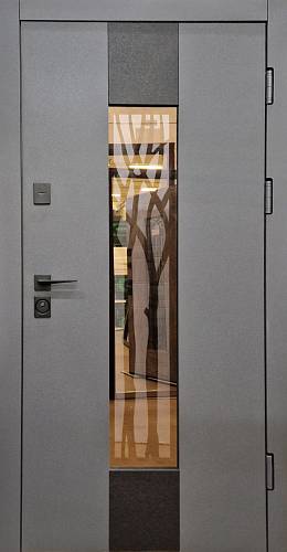 Двері вхідні Форт Нокс Крафт Термо Матовый сірий7024 + стеклопакет с ковкой/ Матовый сірий 7024 вулиця (метал/метал)