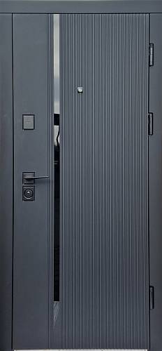 Двері вхідні Форт НоксТроя Чорний софттач/Білий сніг софттач 950х2030 права квартира