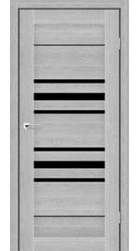 Дверне полотно Tokyo DeLuxe  ПВХ Дуб Серебрянный (800*2000) стекло черное