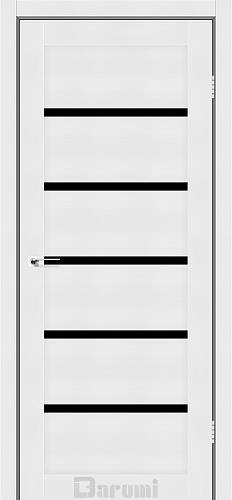 Дверь межкомнатная Darumi Tina Білий текстурний (800*2000) стекло черное