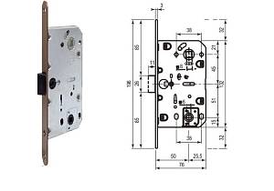 Механизм AGB Mediana Evolution WC 96мм (пластиковый язычок) античная бронза (1)