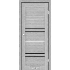 Дверне полотно Antalya DeLuxeПВХ Дуб Серебрянный (800*2000) стекло черное