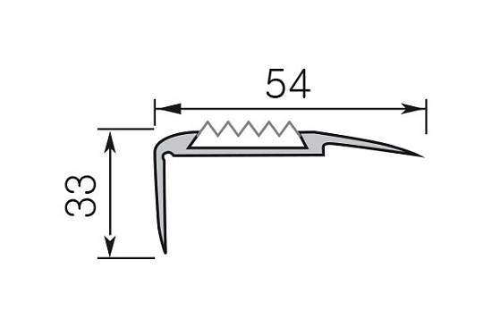 198-03 Порог Омис (54*33мм) для ступеней золото с резиновой вставкой (1800мм)