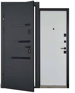 Двері вхідні Abwehr (Megapolis)Safira (489/507) 860/960х2050 (Черная шагрень/белая)