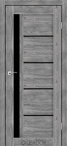 Дверне полотно Leador Express   RIM 800 х 2000, Клен Грей, Чорне скло(СкДн)