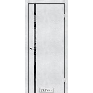 Дверне полотно LOFT GLASS  Stil  ПВХ Светлый бетон 800*2000 черное стекло алюминиевый торец