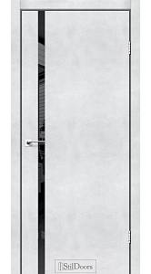 Дверне полотно LOFT GLASS  Stil  ПВХ  Светлый бетон 600*2000 черное стекло обычный торец