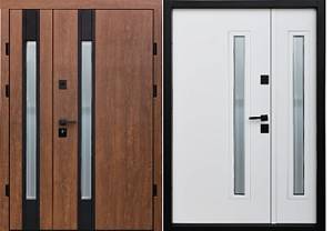 Двері вхідні Berez Smart 1.5 Rio S Double (1220*2050) Дуб темний/Білий атлас стеклопакет