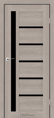 Дверне полотно Riko Nice Cappuccino 800*2000 екошпон 38 мм скло чорне