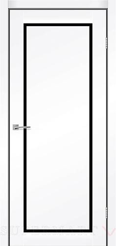 Дверне полотно Asmara StilDoors Білий мат (800*2000) ПВХ, скло чорне