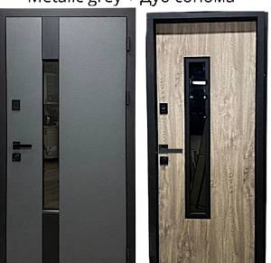 Двері вхідні Портала Стріт Термо Гард Glass 1 Metalic grey +Дуб сонома 850*2040 ліва
