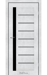 Дверне полотно LONDON StilDoors Светлый бетон (800*2000) ПВХ, стекло черное