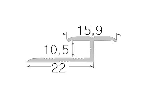 610-01 Порог Омис (10,5*22мм) стеновой серебро для плитки (2500мм)