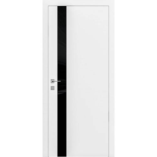 Дверь Родос Berta V белая матовая (800*2000) окрашенная, стекло черный глянец