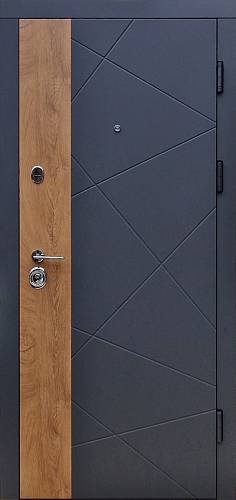 Двері вхідні Форт Нокс Стандарт ЛайтТитан софттач+зріз дерева медовий/зріз білий 950*2030 права
