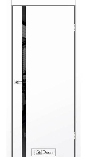 Дверне полотно LOFT GLASS  Stil  ПВХ Белый Мат 800*2000 черное стекло алюминиевый торец