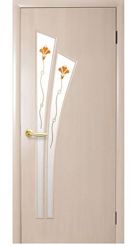 Дверне полотно Новий стиль Лилия дуб жемчужный (600*2000) экошпон стекло с рис. Р1