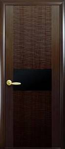 Дверне полотно Новий стиль Аста каштан (800*2000) ПВХ De Luxe стекло BLK