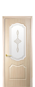 Дверне полотно Новий стиль Вензель ясень (800*2000) ПВХ De Luxe стекло с рис. Р1