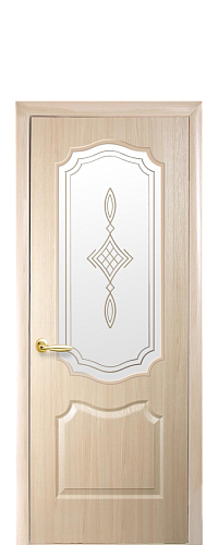 Дверне полотно Новий стиль Вензель ясень (800*2000) ПВХ De Luxe стекло с рис. Р1
