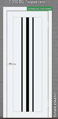 Дверь  Doors Smart С050 Эмалит белый (800*2000) ПП, черное стекло
