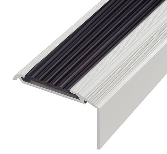 199-01 Порог Омис (46*16мм) лестничный серебро с рез. вставкой (2000мм)