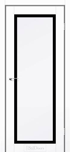 Дверне полотно ASMARA StilDoors Білий Мат (800*2000) ПП ,стекло черное
