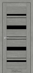 Дверне полотно FIORENTA 800 х 2000, Дуб Платина, Чорне скло