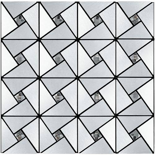 Самоклеющаяся алюминиевая плитка серебро со стразами 300х300х3мм SW-00001325 (D)