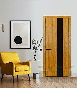 Двері Danapris Loft S04 шпон з двух сторін +скло чорне