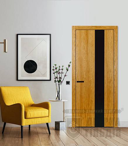 Двері Danapris Loft S04 шпон з двух сторін +скло чорне