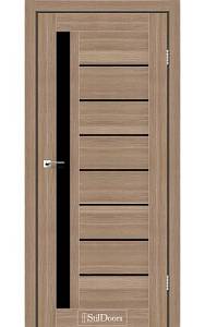 Дверне полотно LONDON StilDoors Ольха классическая (800*2000) ПВХ, стекло черное