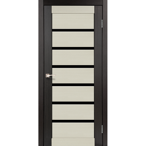 Двери Korfad Deluxe Porto Combi Deluxe PCD-01венге/дуб беленый 0,60х2 стекло черное