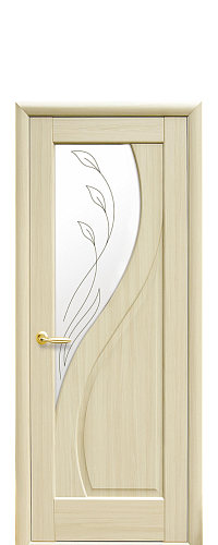 Дверне полотно Новий стиль Прима ясень (900*2000) ПВХ De Luxe стекло с рис. Р2
