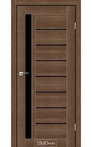 Дверне полотно LONDON StilDoors Орех золотой (800*2000) ПВХ, стекло черное