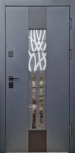 Двері вхідна Форт Нокс Крафт Термо Матов сірий 7024 + чорн + склопакет з піскост\ сірий 850ліва