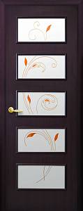 Дверне полотно Новий стиль Ева венге (600*2000) финиш бумага, стекло сатин