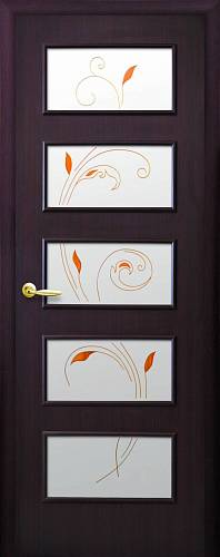Дверне полотно Новий стиль Ева венге (600*2000) финиш бумага, стекло сатин