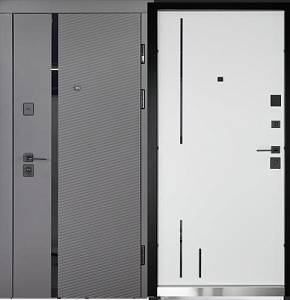 Двері вхідні Abwehr (Megapolis) 573/558Melany 860/960х2050 (Вугілля/білий супермат