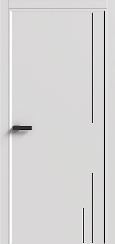 Дверь Терминус LIGHT ПК-10 (800*2000мм) Білий мат ПП  глуха, чорний торець, чорний молдінг