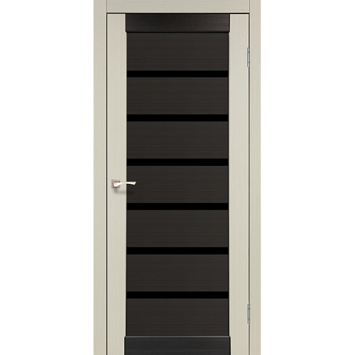 Двери Korfad Deluxe Porto Combi Deluxe PCD-02 дуб беленый/венге 0,70х2 стекло черное