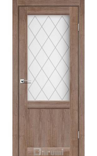 Дверь межкомнатная Darumi Galant-01 Орех бургун (800*2000) стекло сатин + ромб графит D1
