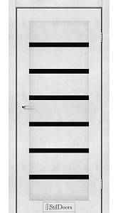 Дверне полотно FLORIDA StilDoors Светлый бетон (800*2000) ПВХ, стекло черное