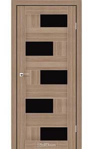 Дверне полотно NEPAL StilDoors Ольха классическая (800*2000) ПВХ, стекло черное