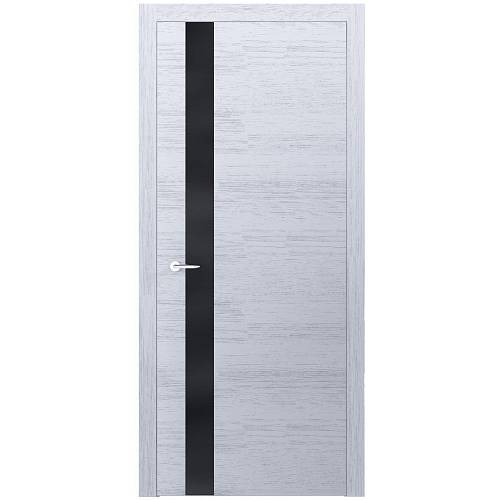 Двері Родос Berta V шпон дуб білий (800 * 2000) скло чорний глянець