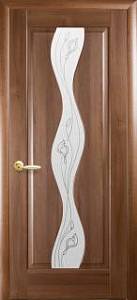 Дверне полотно Новий стиль левая Волна зол. ольха (800*2000) ПВХ De Luxe стекло с рис. Р2