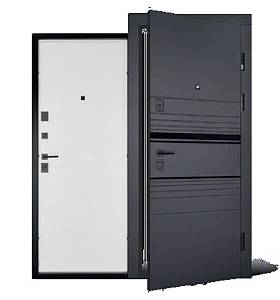 Двері вхідні Abwehr (Megapolis) 554/0 Sunset 860/960х2050 (Чорна шагрень/Білий супермаt