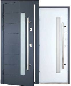 Двері вхідні уличн Abwer (Megapolis Str) Liberty Glass(492) 860/960х2050 ( RAL 7016/Белая) стеклопакет