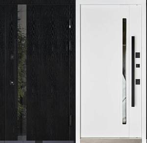 Двері вход уличная AbwehrCarat - 536(Termix) 960х2050( Метал Lampre Black Wood/білий) терморозрив
